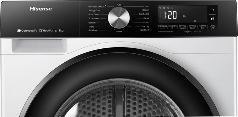 Hisense DH3S802BW2 - Asciugatrice a Pompa di Calore D Bianco