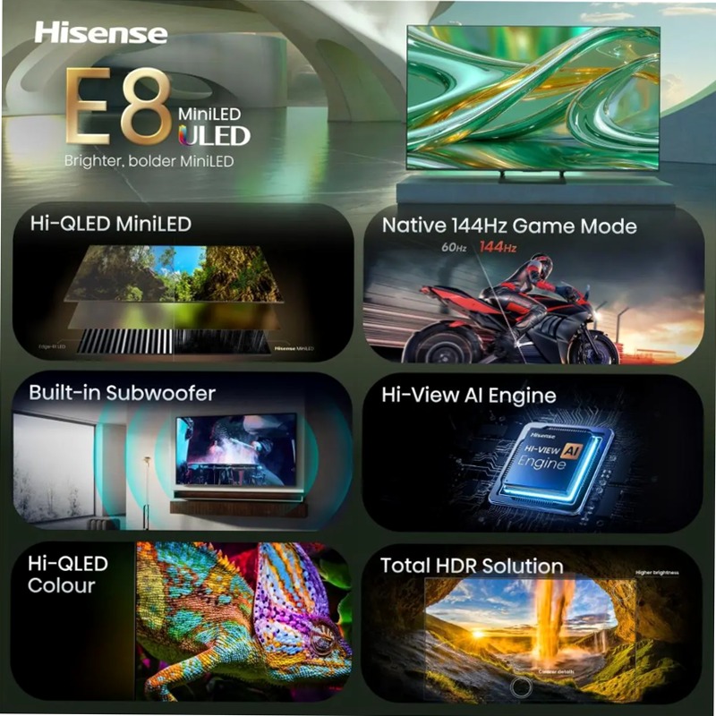 Hisense TV SET 85E8S HSN - Smart TV ULED 4K Grigio 85" HD LED