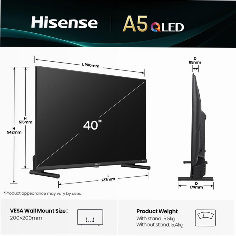 Hisense TV SET 40A5Q HSN Nero 40" HD