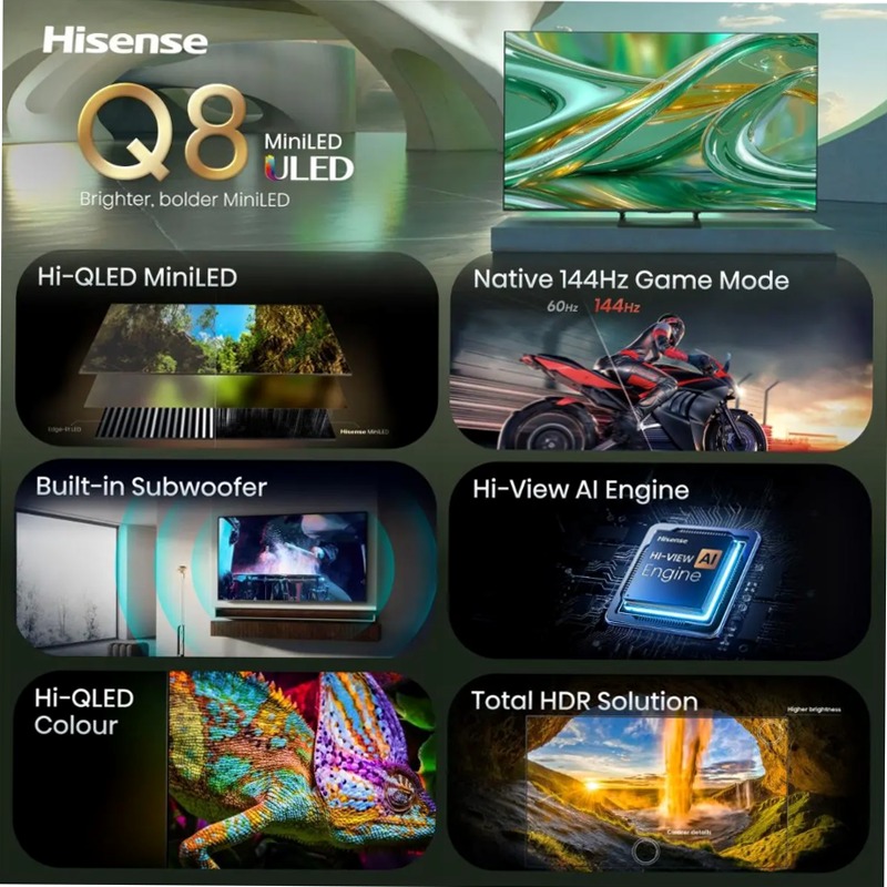 Smart TV ULED - 50Q8S - Hisense Grigio 50" HD LED