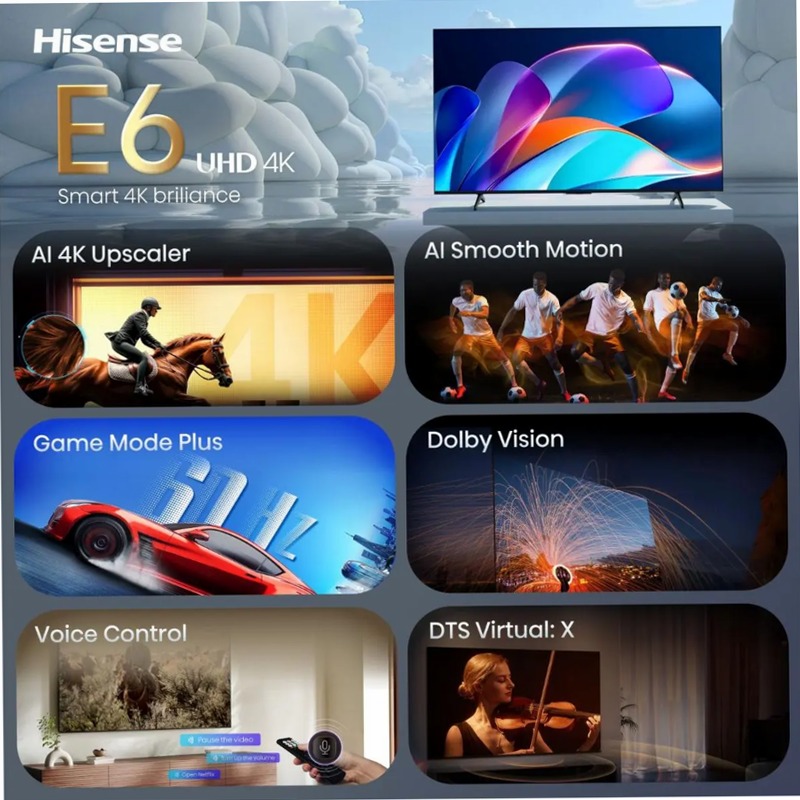 Hisense TV SET 50E6ST HSN - Smart TV 4K UHD Grigio 50" HD
