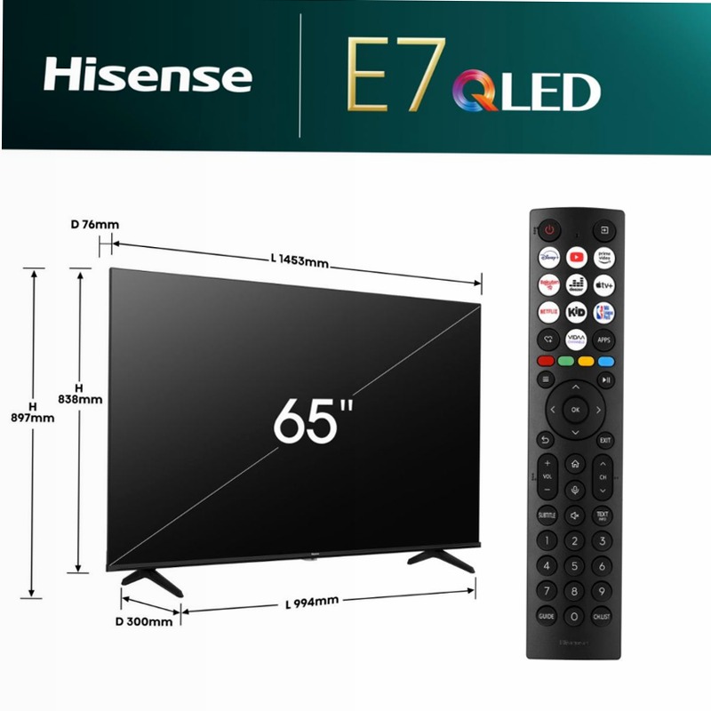 Hi-QLED Smart TV - Hisense 65E77NQ Nero 65" HD