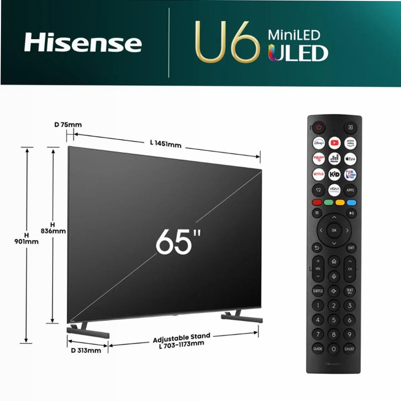 Hisense TV SET 65U62NQ HSN - Smart TV Mini-LED Grigio 65" HD