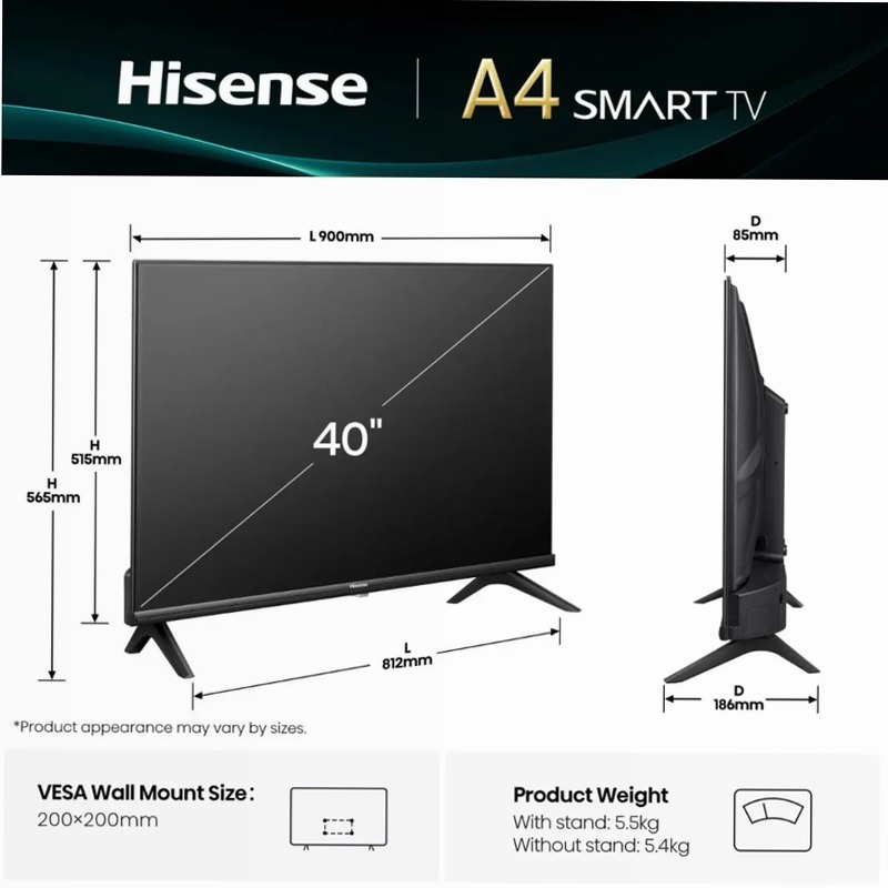 Smart TV Full HD Hisense 40A49Q Nero 40"
