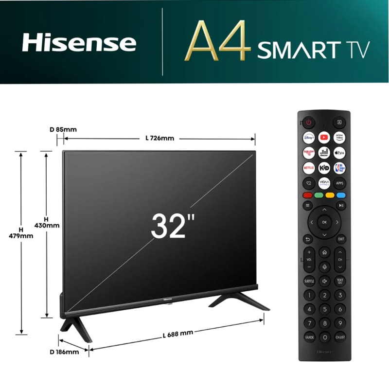 Hisense TV SET 32E43NT HSN - Smart TV HD Ready Nero 32"