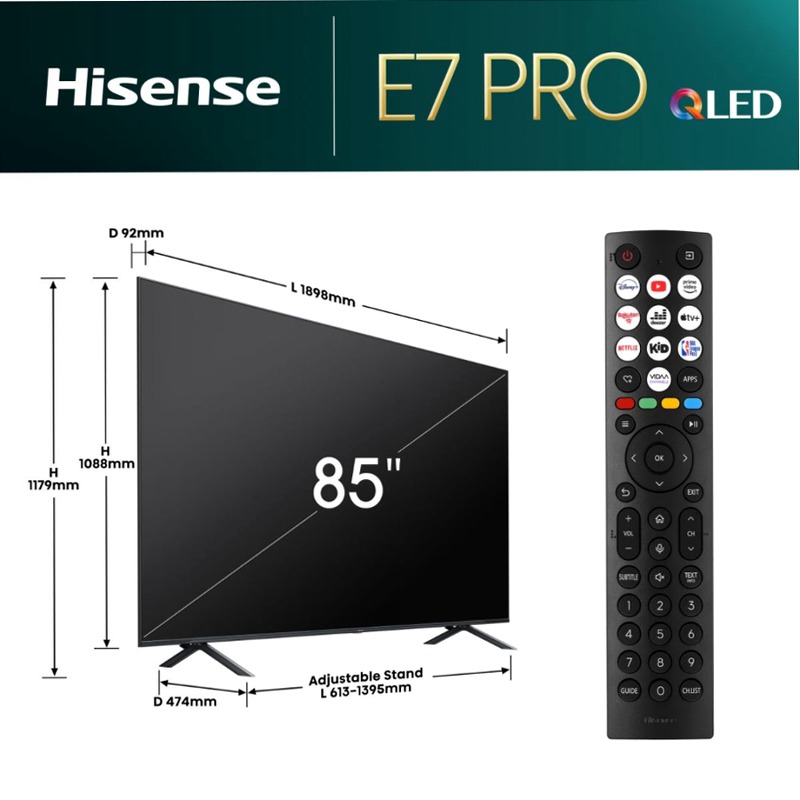 Hi-QLED Smart TV - Hisense 85E79NQ PRO Grigio HD