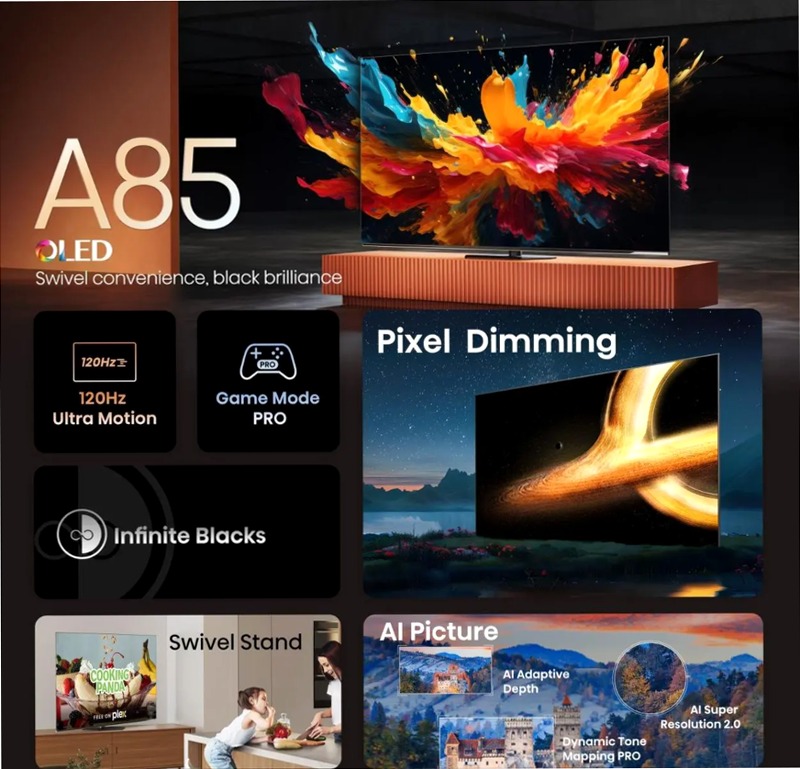 Hisense TV SET 55A86N HSN - Smart OLED Grigio 55" HD