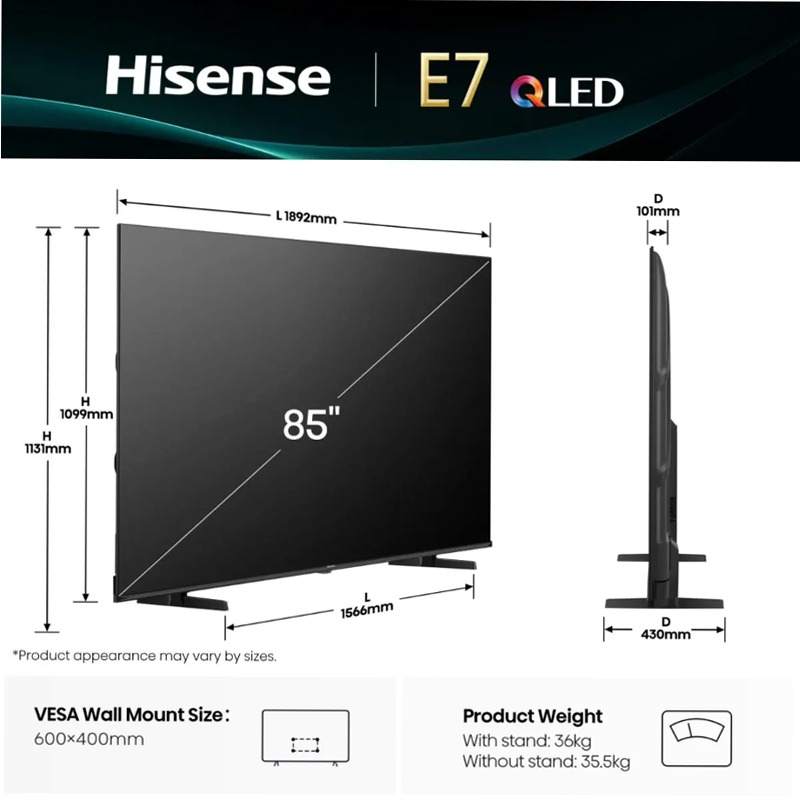 Hi-QLED Smart TV - 85E79Q Nero 75" HD QLED
