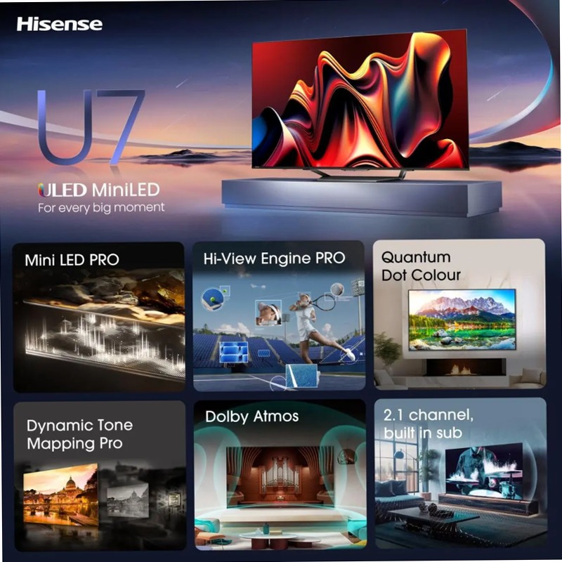 Hisense TV SET 65U79NQ HSN - Smart TV Mini-LED Grigio 65" HD