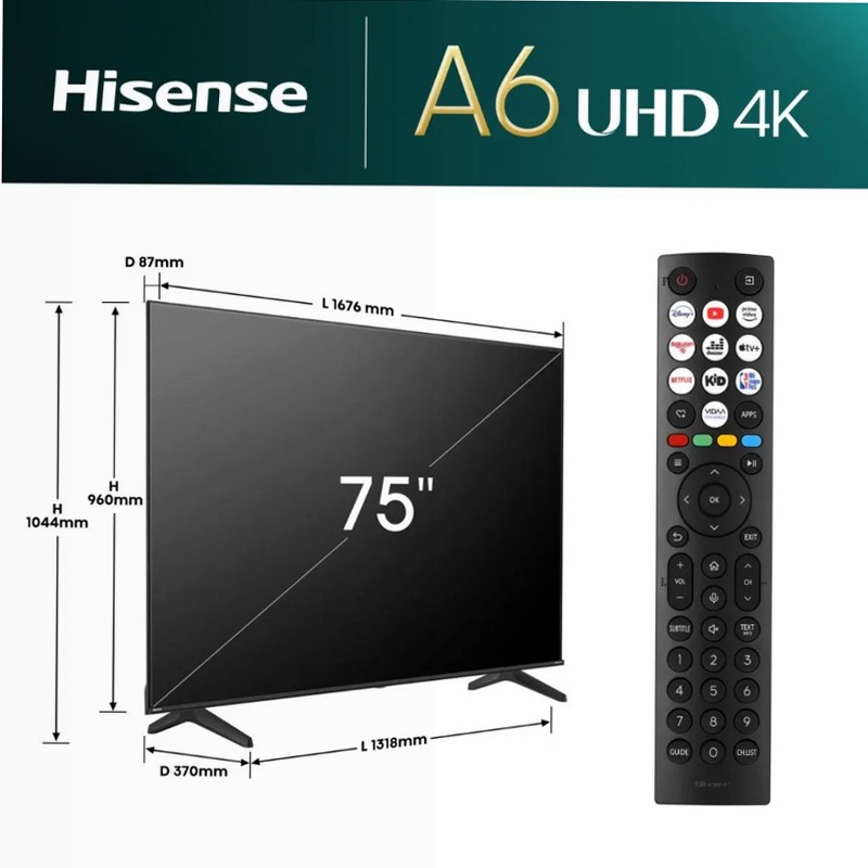 Hisense TV SET 75E63NT HSN - Smart TV 4K UHD Nero 75" HD