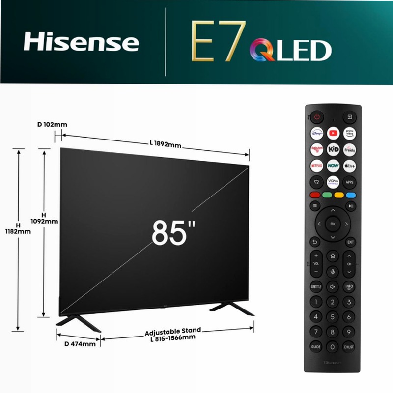 Hi-QLED Smart TV - Hisense 85E79NQ 85" HD QLED