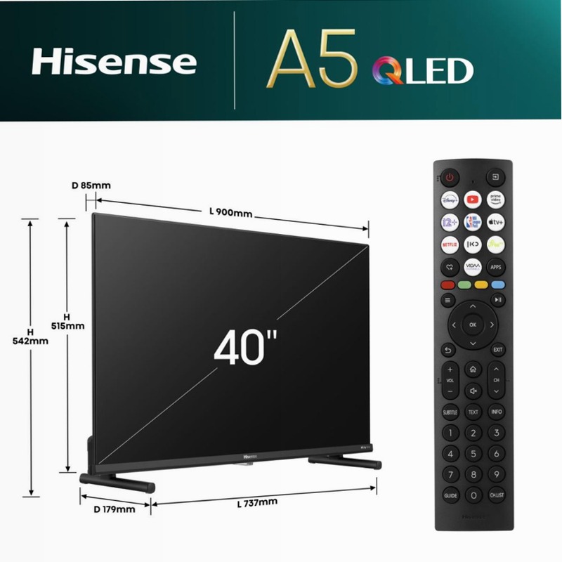 Hi-QLED Smart TV - Hisense 40A5NQ Nero 40" HD