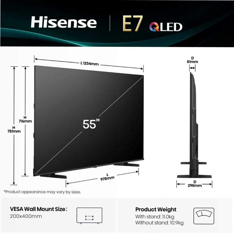 Hisense TV SET 55E78Q - Sperimenta l'Ultra HD Nero 55" QLED