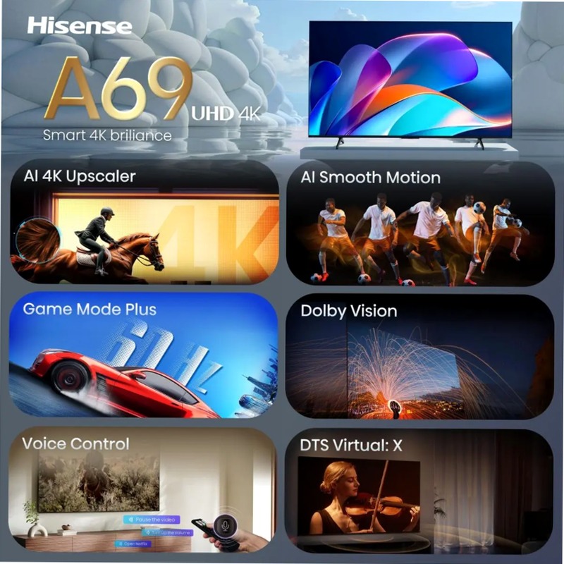 Hisense TV SET 43A69S - Smart TV 4K UHD Grigio 43" HD