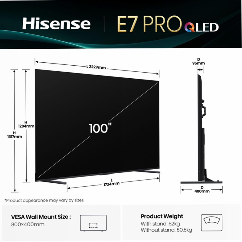 Hisense TV SET 100E7Q PRO HSN Grigio 100" HD QLED