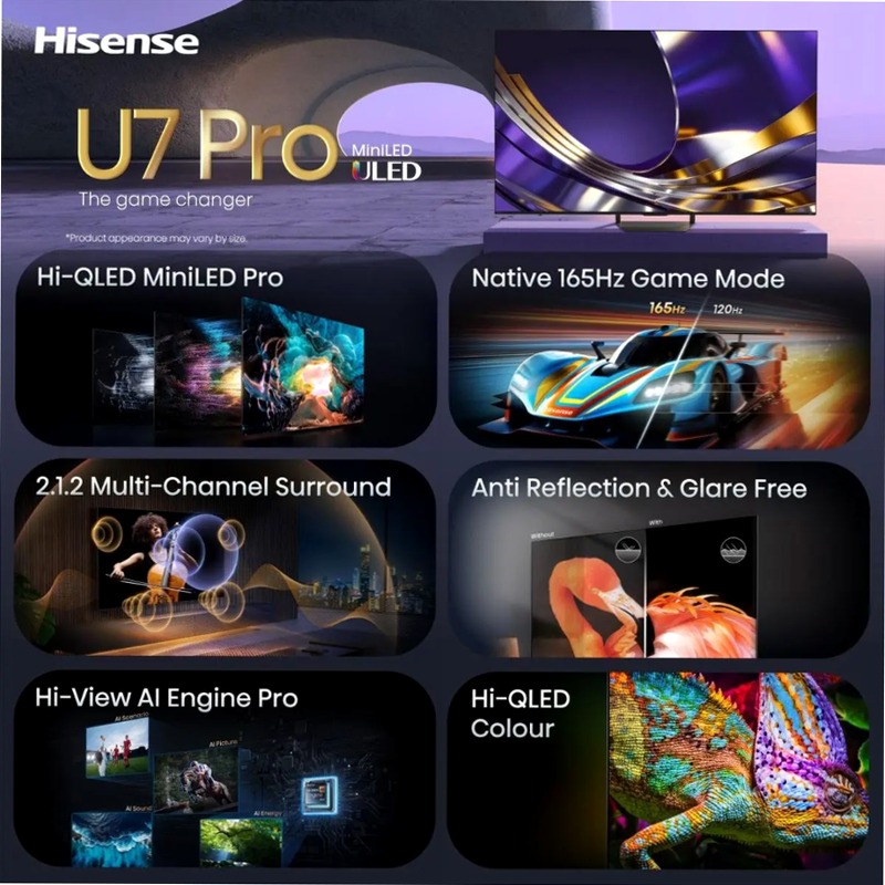 Hisense TV SET 75U7S PRO HSN - Sua Nuova Smart TV ULED Grigio 75" HD LED