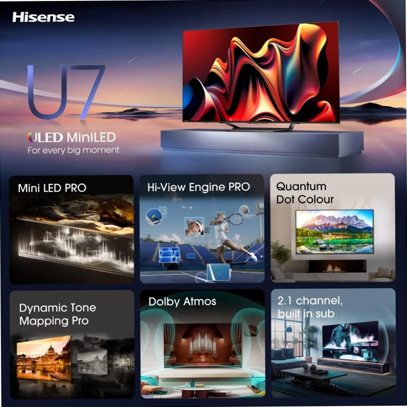 Hisense TV SET 55U79NQ HSN - Smart TV Mini-LED Grigio 55" HD