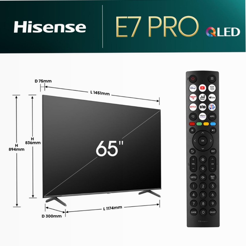 Hisense TV SET 65E79NQ PRO HSN Grigio 65" HD QLED