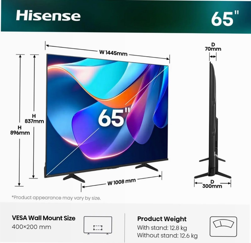 Hisense TV SET 65A69S Grigio 65" HD
