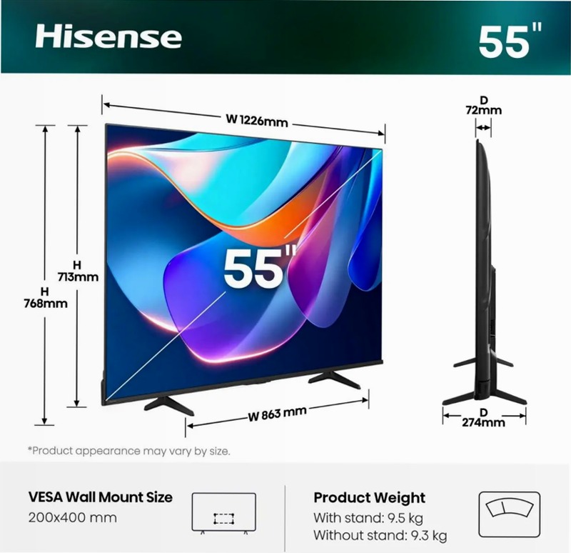 Hisense TV SET 55A69S Grigio 55" HD