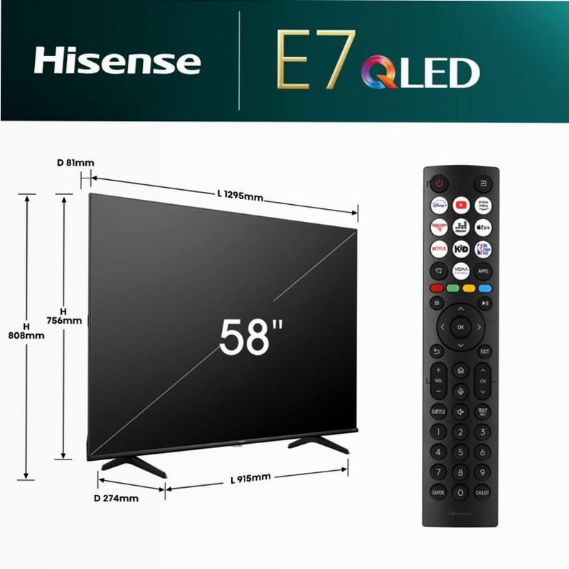 Hisense TV SET 58E79NQ HSN Nero 58" HD