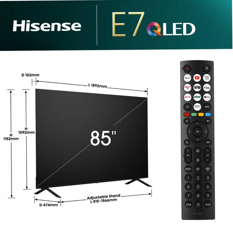 Hisense TV SET 85E79NQ HSN - Sua Nuova Smart TV Nero 85" HD QLED