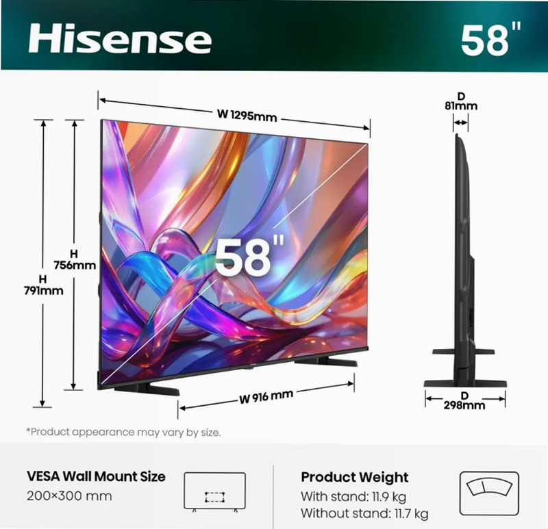 Hisense TV SET 58Q7S HSN - Smart TV 4K Ultra HD Nero 58" QLED