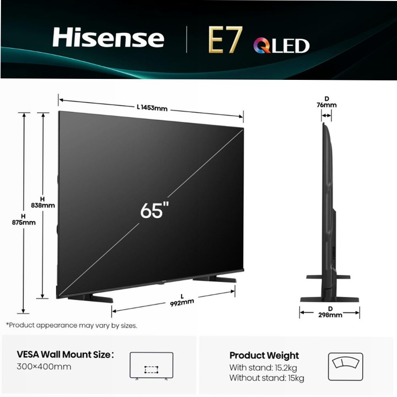 Hi-QLED Smart TV - 65E7Q Nero 65" HD QLED