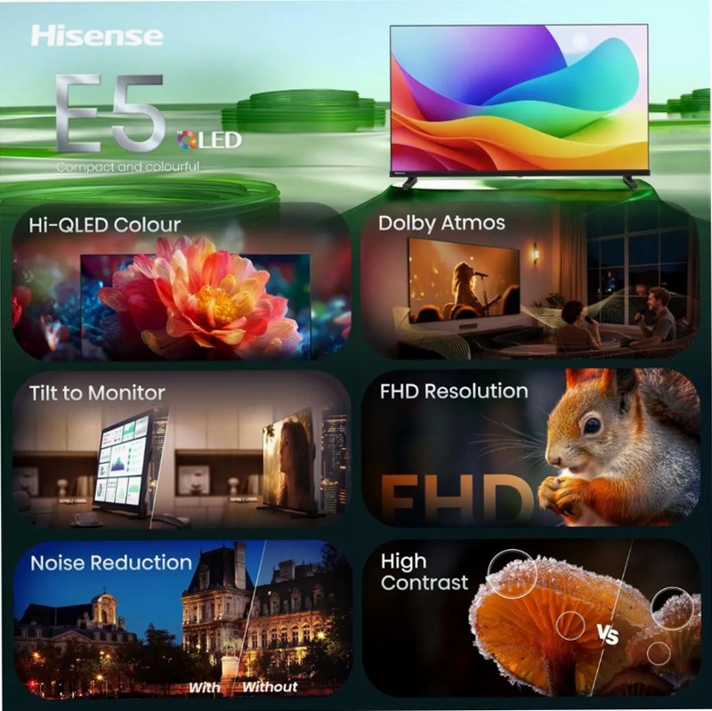 Hisense TV SET 40E5ST HSN - Smart TV Hi-QLED Nero 40" HD QLED