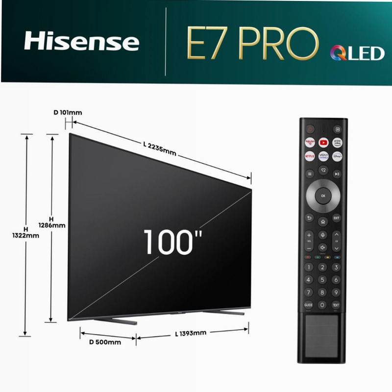 Hisense TV SET 100E7NQ PRO - Sfoglia il Piacere Visivo Grigio 100" HD QLED