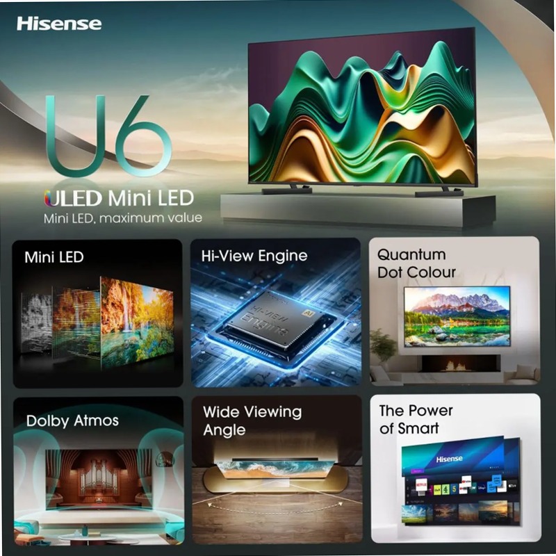 Hisense TV SET 50U62NQ HSN - Smart TV Mini-LED Grigio 50" HD