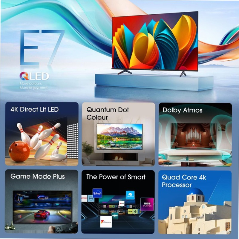 Hisense TV SET 55E77NQ HSN - Smart TV 4K Ultra HD Nero 55" QLED