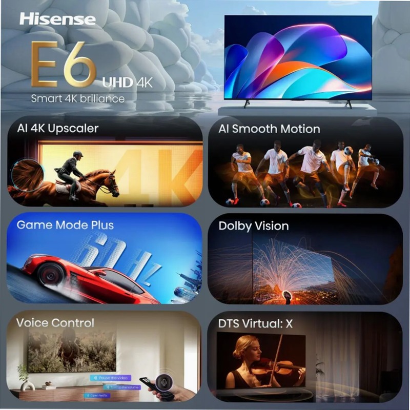 Hisense TV SET 55E6ST HSN - Smart TV 4K UHD Grigio 55" HD