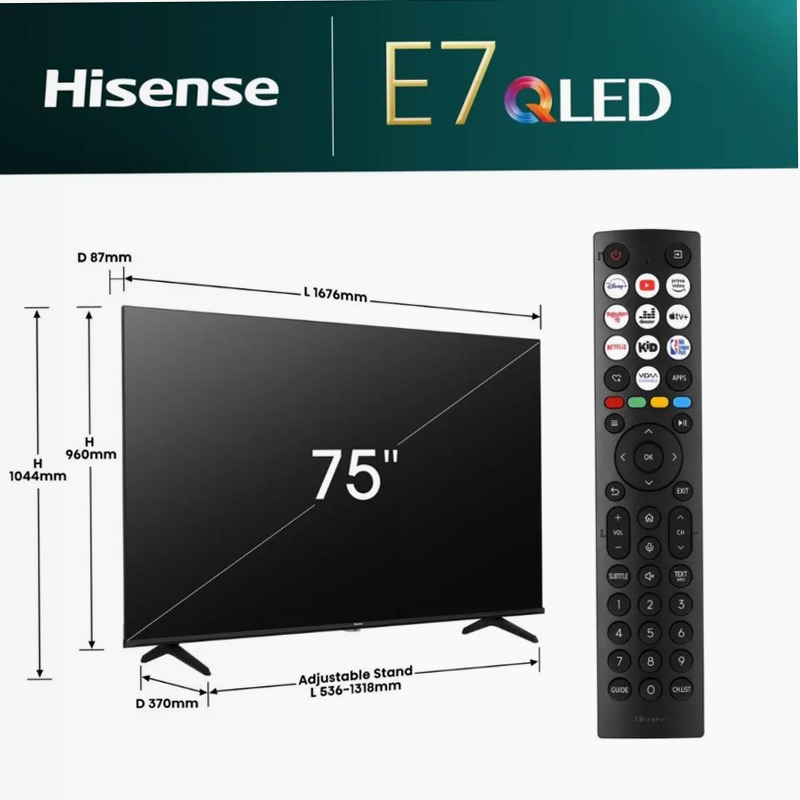 Hisense TV SET 75E79NQ HSN Nero 75" HD QLED