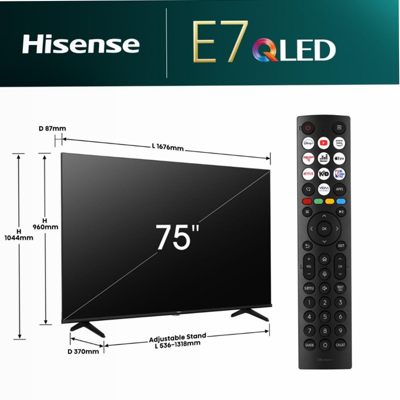 Hi-QLED Smart TV - Hisense 75E79NQ Nero 75" HD