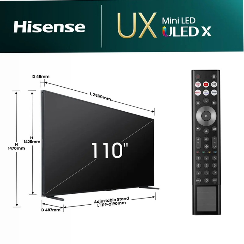 Hisense 110UXNQ - Smart TV Mini-LED Nero 110" HD