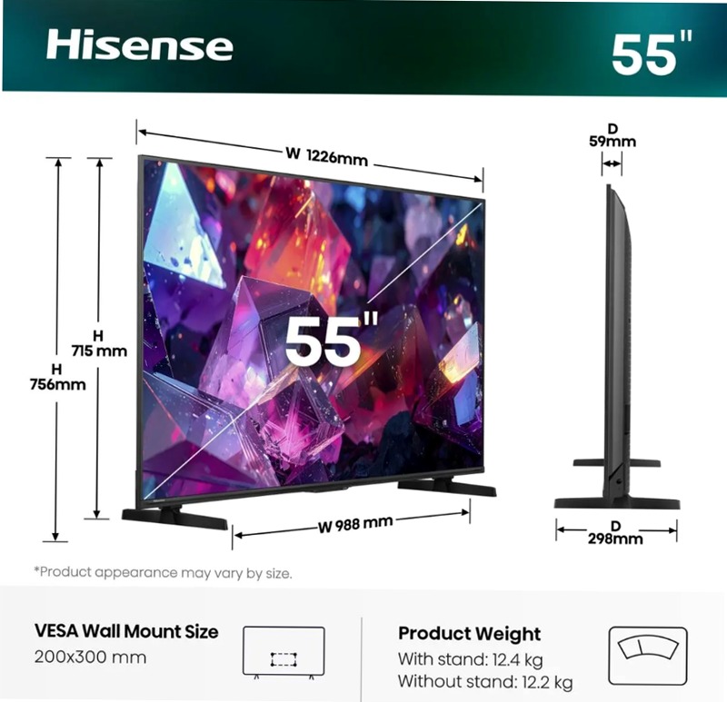 Hisense TV SET 55E79S PRO Grigio 55" HD QLED