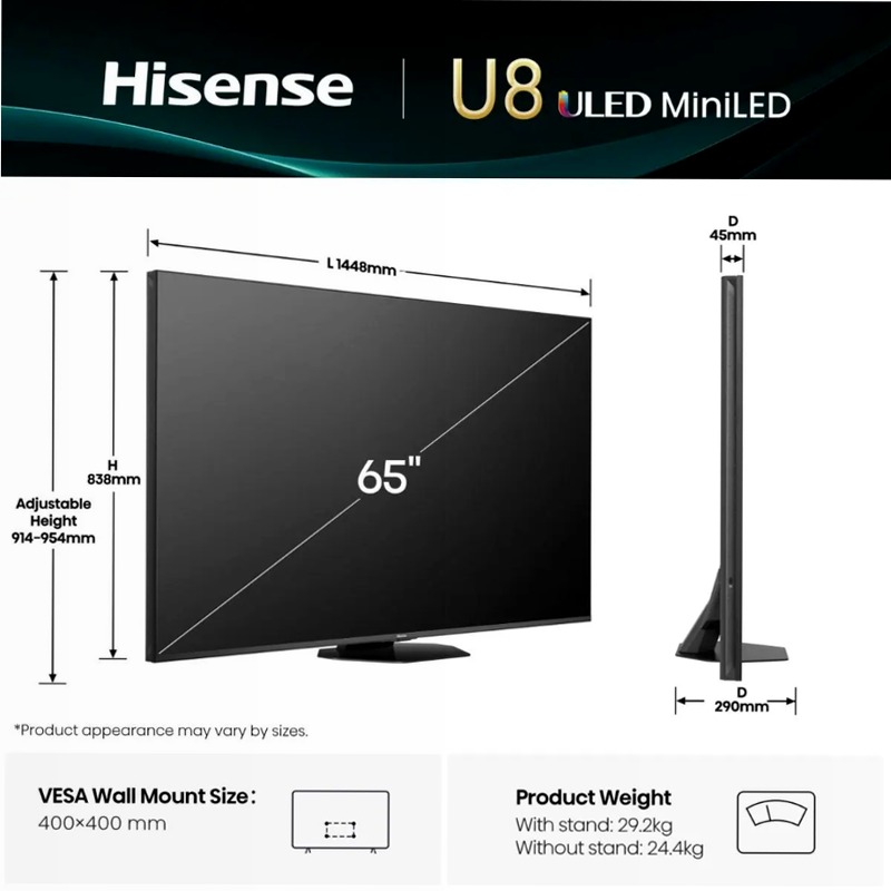 Smart TV ULED Hisense 65U8Q Grigio 65" HD LED
