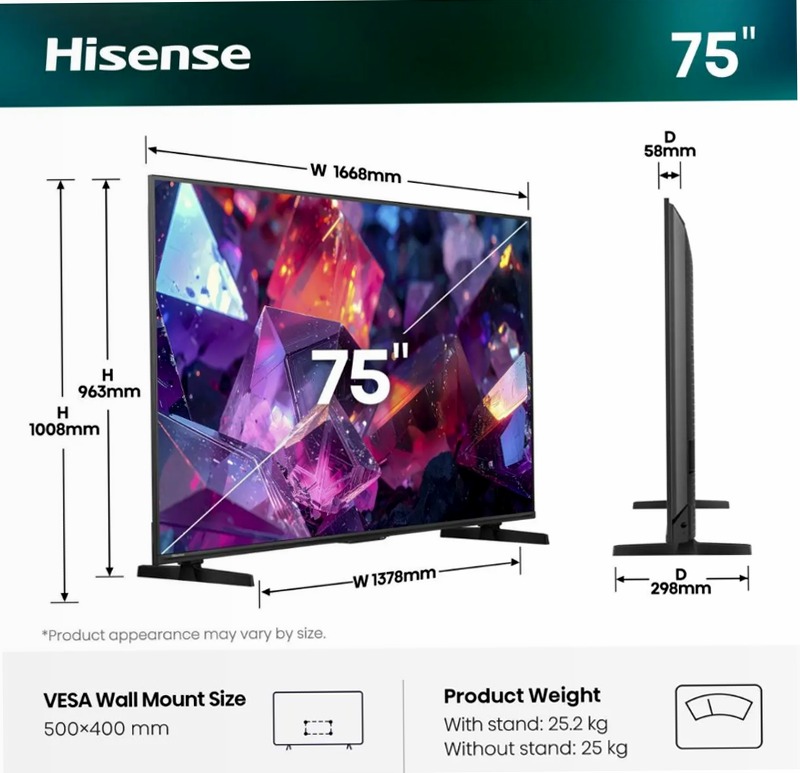 Hisense TV SET 75Q7S PRO Grigio 75" HD QLED