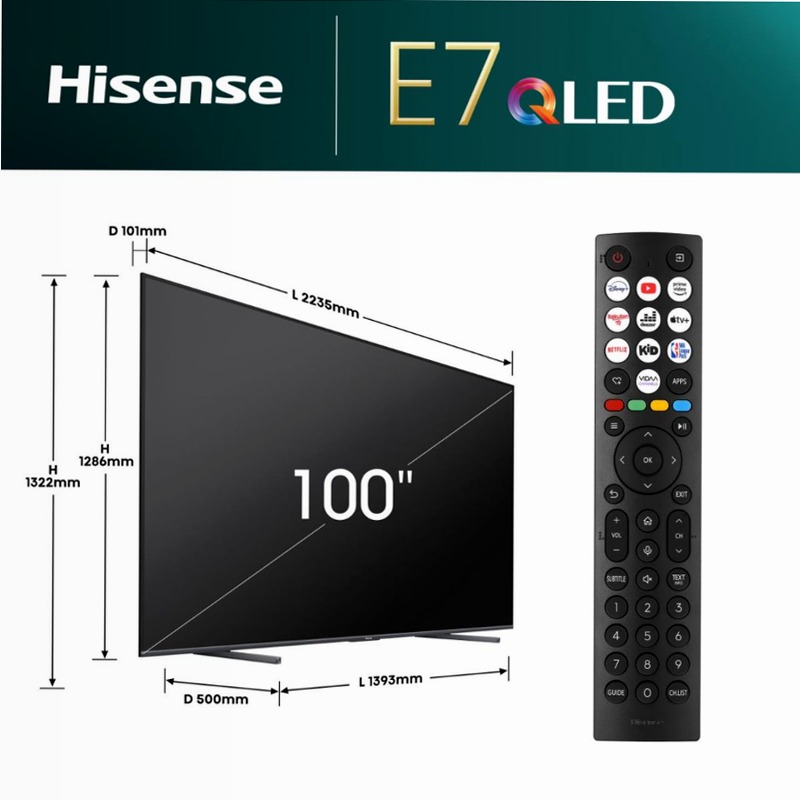 Hisense TV SET 100E7NQ HSN - Sua Nuova Smart TV Nero 85" HD