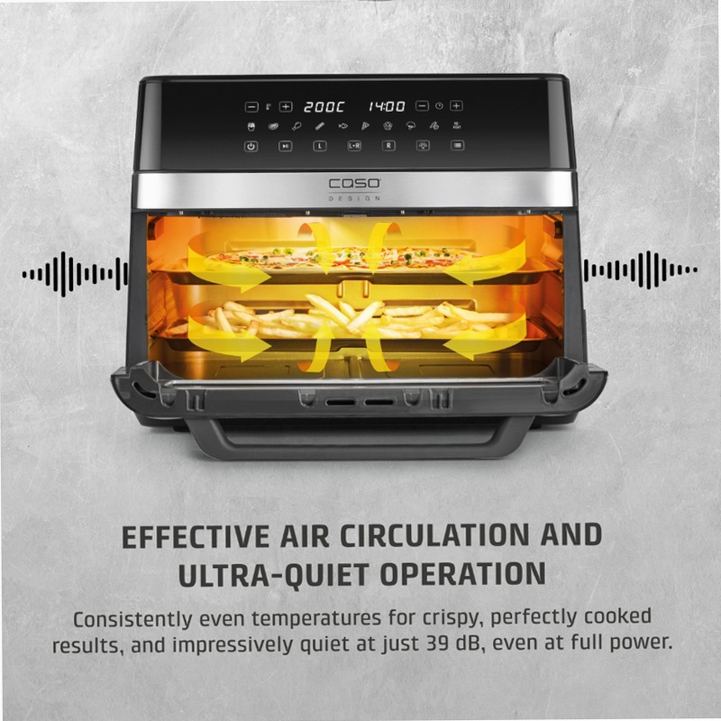 CASO Design AirFry DuoChef - Friggitrice ad Aria Multiuso 14lt Argento