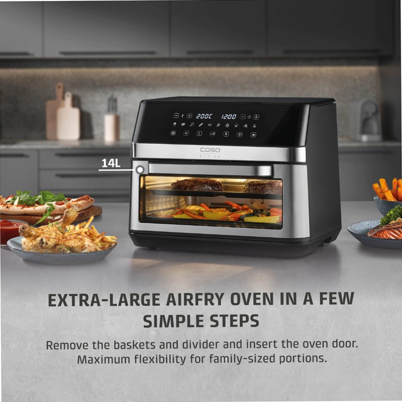CASO Design AirFry DuoChef - Friggitrice ad Aria Multiuso 14lt Argento
