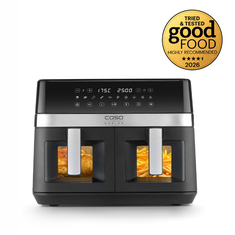 CASO Design AirFry DuoChef - Friggitrice ad Aria Multiuso 14lt Argento