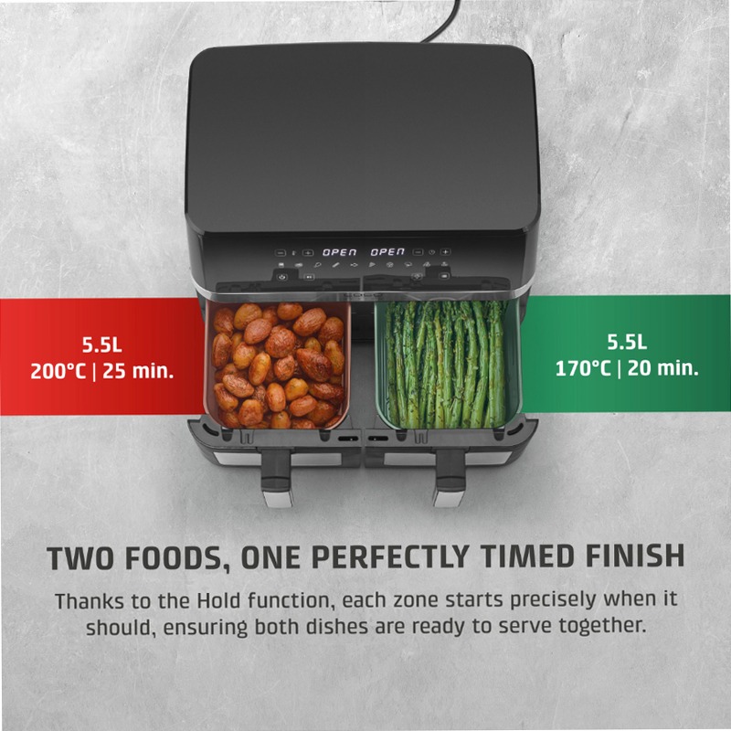 CASO Design AirFry DuoChef - Friggitrice ad Aria Multiuso 14lt Argento