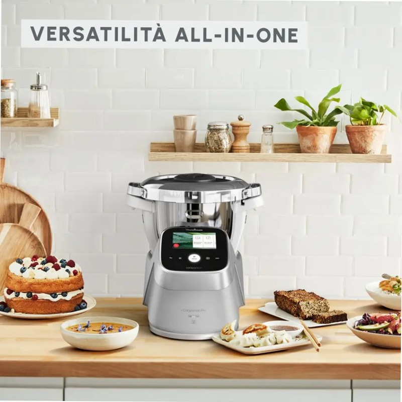 Robot da cucina multifunzione i-Companion Touch Pro (Silver), Funzione Cottura, Capacità 3L, Schermo Touch, Bilancia Integrata