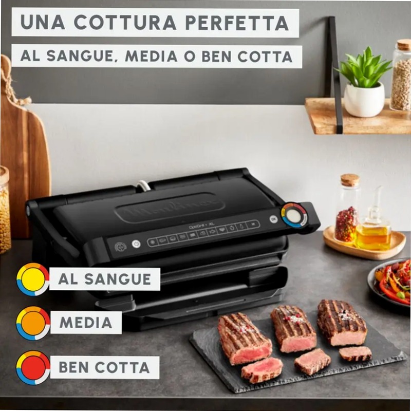 OptiGrill+ XL, Griglia a Contatto Intelligente, Risultati Perfetti, Nessun Monitoraggio, 9 Programmi Automatici, Superficie Extra Large