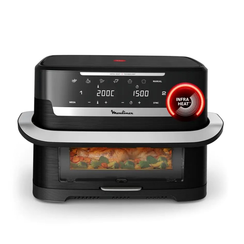 Ever Fry Dual Flex, friggitrice ad aria, doppio cestello flessibile, capacità di 9 L, Tecnologia Infra Heat