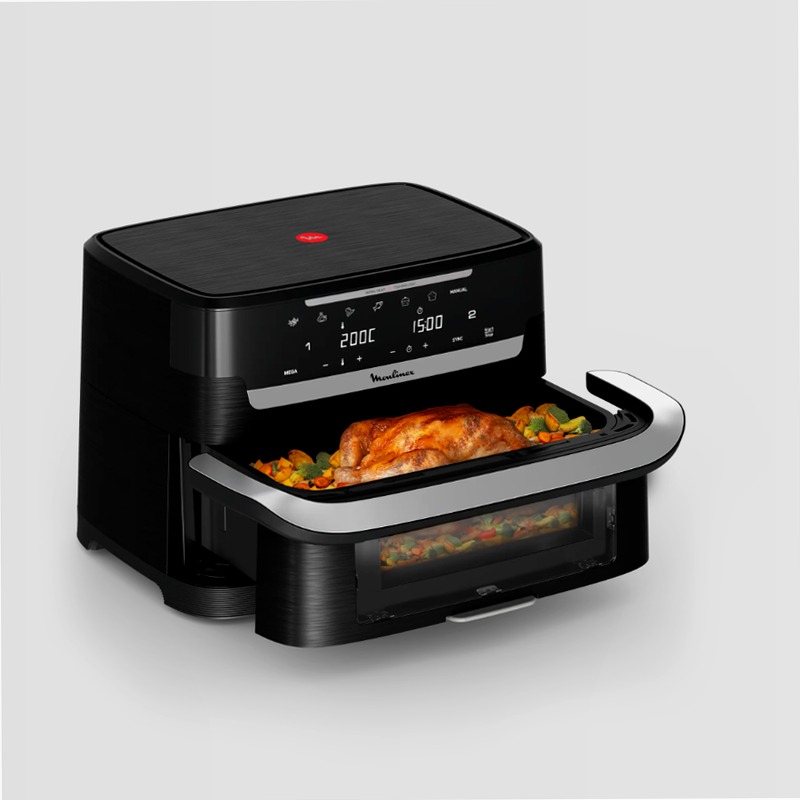 Ever Fry Dual Flex, friggitrice ad aria, doppio cestello flessibile, capacità di 9 L, Tecnologia Infra Heat