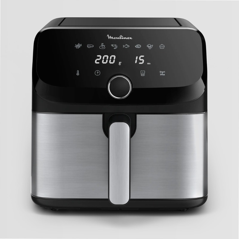 Easy Fry Mega, Friggitrice ad aria, Capacità Extra Large 7,5L/2kg, 8 programmi preimpostati, Acciaio Inossidabile