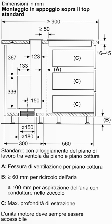N90 Cappa Telescopica Piano 80 cm